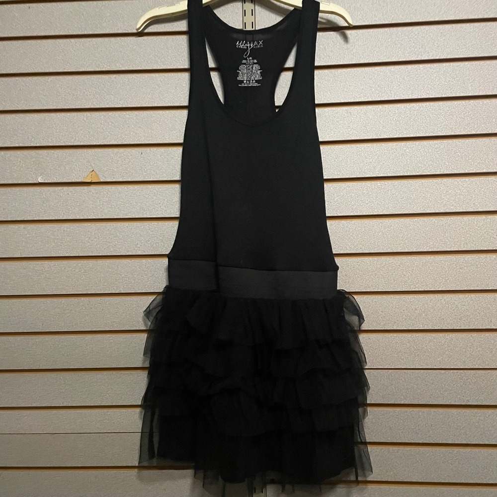 Miley Cyrus Max Azria‎ Black Ruffle Tank Dress Tunic L/G